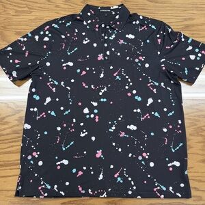 Byrdgang Golf Drip Splatter Polo Shirt Stretch Performance Men’s XL Byrd Gang